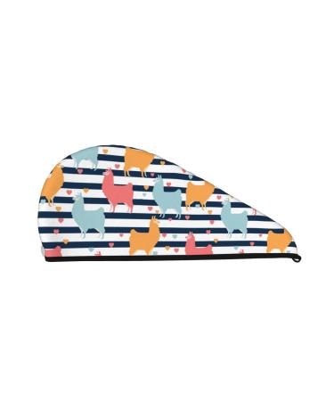 Colorful Llama Microfiber Hair Towel Soft Super Absorbent Hair Towel Wrap for Women Coral Velvet Quick Dry Hair Cap for Long Curly and Thick Hair