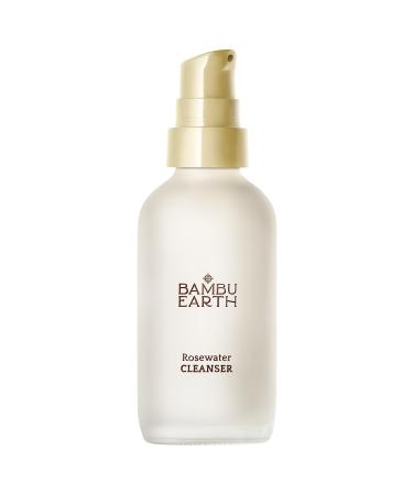 BAMBU EARTH Rosewater Face Cleanser - Helps Hydrate Balance & Soothe - Non-Foaming Alcohol-Free Daily Skincare Cleanser with Organic Rosewater Hydrosol to Support Natural Skin's Barrier - 4 Fl. oz