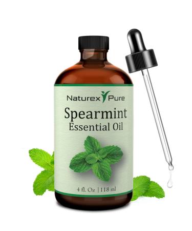 Naturex Pure Spearmint Essential Oil 100% All Natural Spearmint Oil for Aromatherapy, Therapeutic Grade for Oriental Body Massage & Skin Care Oil Come with Premium Quality Dropper - 4 Oz