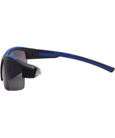 Eyekepper TR90 Unbreakable Bifocal Half Rimless Sunglasses for Sports - Baseball Running Fishing Golf & More | Black-Blue Frame 1.5x - Buy Online on GoSupps.com