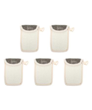 Lurrose 5st soap bag made of black linen peeling network bag foaming soap bag Peeling-mesh soap bag for the showering peeling sapping sac bladder pocket face flax