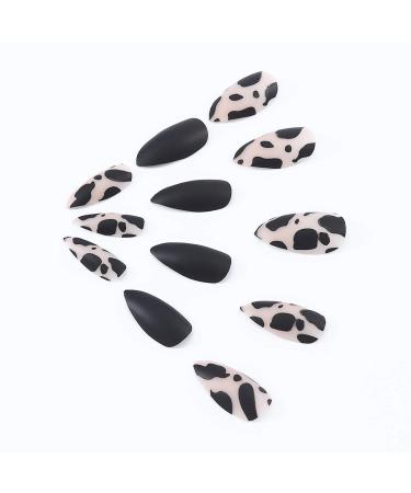 Brishow Black Leopard Coffin Artificial Nails - 24 Full Cover Acrylic Press-On Nails for Women & Girls - Buy Online on GoSupps.com
