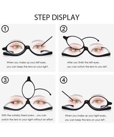 Clear Make Up Glasses Flip Up Lens Magnifying Eyeglasses Eye Makeup Glasses for Women (Black 1.0) Black 1.0 - Buy Online on GoSupps.com