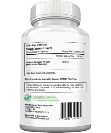 Spirulina Capsules 3000mg - 40 Servings Of Organic Spirulina Capsules - Rich in Protein Antioxidants & Vitamins - 240 Organic Espirulina Powder - Supports Immune & Cardiovascular Health 240 Count (Pack of 1) - Buy Online on GoSupps.com