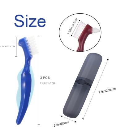 3-Piece Hard Prosthesis Brush Set | Double-Sided Oral Care Brushes with Portable Bag | Multi-Layered Prosthesis Care - Buy Online on GoSupps.com