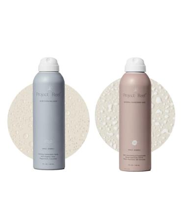 Project Reef SPF 30 Mineral Sunscreen Spray & Cooling Mist w/Aloe Vera Peppermint Cucumber - Non-Aerosol Reef Safe Sunburn Relief No White Cast Sunscreen for All Skin Types