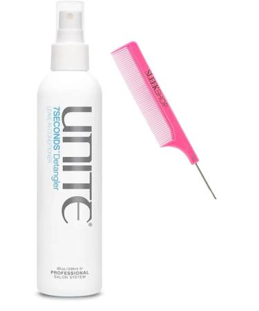 practice Comb + Un t 7 Seconds Detangler Leave-in Conditioner Hair Treatment Spray Seven 7seconds (w/SIeekshop Pink Comb) (8 oz / 236 mL (PACK OF 1 BOTTLES))