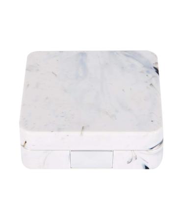 Square Marble Contact Lens Case Portable Cosmetic Contact Lens Companion Box Travel Set for Daily Outdoor Use(Silver)