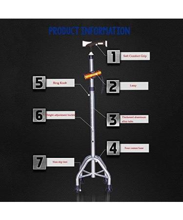 GHFTCCF Adult Crutches Aluminum Alloy Light Four-Legged Crutches with Led Lights Adjustable Canes Elbow Crutches 130kg Capacity Four-legged Silver - Buy Online on GoSupps.com