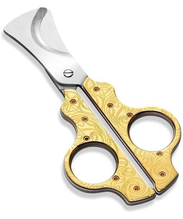 Cigar Cutter Accessories Cigar Guillotine Stainless Steel Double Sharp Cut Blade Bronze Carved Pattern Exquisite Metal Cigar Clippers Scissors Cigar Accessories Tools for Cigar Lovers (Color : Gold)