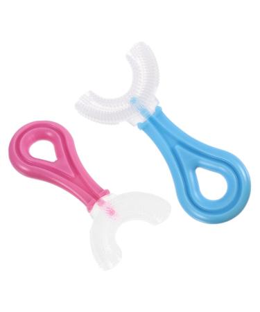 Minkissy 2st mouth bound toothbrush child sweet children's toothbrush hand tools infant toothbrush care toothbrush c-shaped toothbrush massage handy cleaning brush pebbles