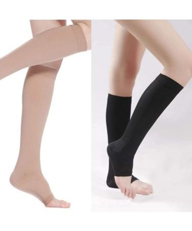 Knee-High Compression Stockings with Open Toe for Men & Women | Free Auxiliary Stockings 15-45 CM | Beige S/M | Shop Internationally! - Buy Online on GoSupps.com