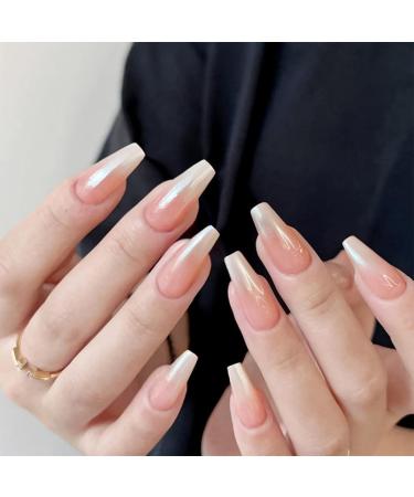 AJTUTUS French Tip Press on s Long False s Fake s Full Cover Stick on s for Women and Girls - Buy Online on GoSupps.com