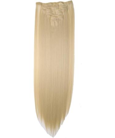 Ombre Colorful Synthetic Clip in Hair Extensions - 26 Inch Bleach Blonde Full Head 8Pcs 18Clips - Buy Online on GoSupps.com