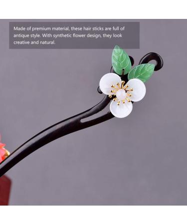 Lurrose Vintage Flower Chinese Hair Stick - Japanese Wood Chopsticks for Women/Girls Hair Styling (White/Green) - Buy Online on GoSupps.com