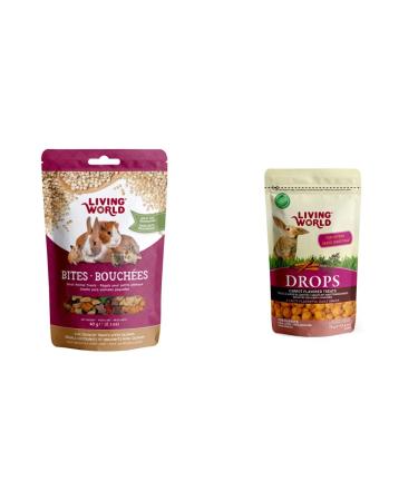 Living World Small Animal Bites with Quinoa (60gm) + Drops Rabbit Treat (2.6 oz Carrot)