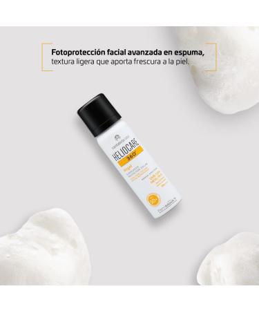 Heliocare 360 Airgel SPF50+ 60ml | Mousse Sunscreen for Face & Neck | UVA UVB Visible Light Infrared-A Anti-Ageing Sun Protection | Suits All Skin Types | Matte Finish | Supercharged with Antioxidants - Buy Online on GoSupps.com