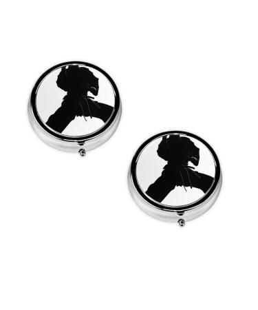 (Karate) Round Pill Box 3 Compartment Pill Box Mini Decorative Pocket Purse Portable Travel Medicine Tablet Vitamin Holder Organizer Pill Case