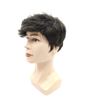 Black Wigs for Men Short Layered Synthetic Male Guy Wig for Cosplay Costume and Daily Wear