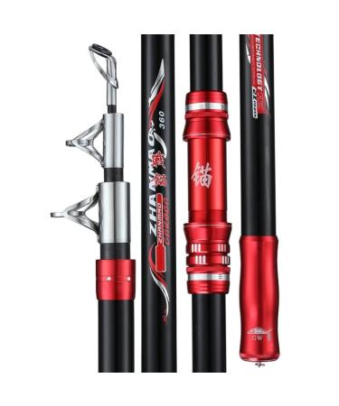ZwWF 2.4-4.5m carbon fishing rod 50kg via super hard-having long-distance spare Frute Telescopic boat High-quality fishing equipment (off-White: Only Rod Size: 4.5m) 4.5m ONLY ROD