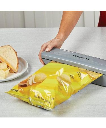 PowerXL Duo NutriSealer Food Vacuum Sealer Machine with Bags & Rolls - Double Airtight Sealing, Built-in Cutter, Small Snack Bag Capability, Safety Certified, Lab Tested, LED Indicator Lights | Slate - Buy Online on GoSupps.com