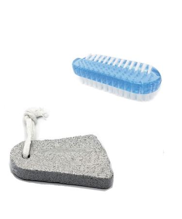 Nail Clean Brush & Pumice Stone Cleaning Scrubbing Brushes (2pcs) Durable Strong Bristles Ergonomic Handle Double Sided Finger Brush Cleaning from Fingernails and Toenails