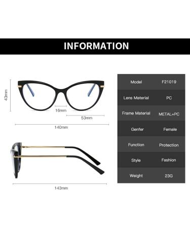 LJczka Cat Eyes Blue Light Blocking Glasses for Women - Retro Style Ideal for PC TV & Mobile Use - Black Frame - Buy Online on GoSupps.com