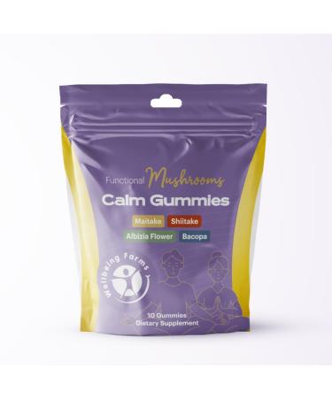 Wellbeing Farms Calm Mushroom/Adaptogen Gummies - Maitake/Shiitake/Albizia Flower/Bacopa Extracts