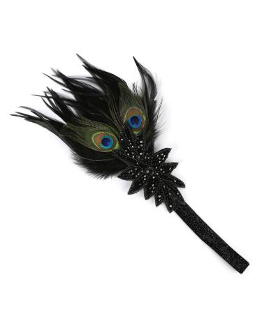 Minkissy 1920s Flapper Headband | Great Gatsby Vintage Hair Accessory | Roaring 20s Feather Hair Band for Women - Buy Online on GoSupps.com