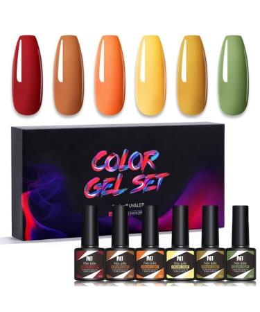 Nail Polish Gel 6Pcs/Set x8.5ml Soak Off Gel UV LED Semi Permanent Varnish for Nail Art 100Colors for Base Top Coat Gifts - (Color: STE9)