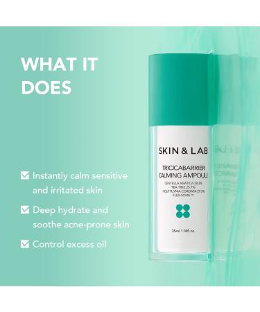 SKIN&LAB Tricicabarrier Calming Ampoule - Daily Facial Serum for Sensitive Oily Acne-Prone Skin with Centella Asiatica & Tea Tree - 1.18 Fl Oz - International Shipping Available - Buy Online on GoSupps.com