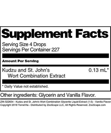 Kudzu and St. John's Wort Combination Glycerite Liquid Extract (1:5) - Vanilla Flavored (1 oz ZIN: 522654) - Buy Online on GoSupps.com