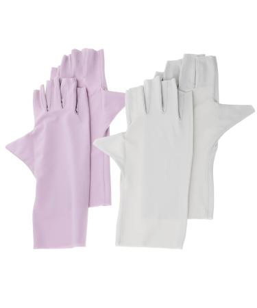 HAPINARY 2 Pairs Pink Gloves Uv Protection Gloves Sun Protection Gloves Uv Nail Gloves Manicure Uv Gloves Nail Art Anti-uv Gloves Nail Uv Gloves Nail Art Uv Gloves Fingerless Nylon Gel