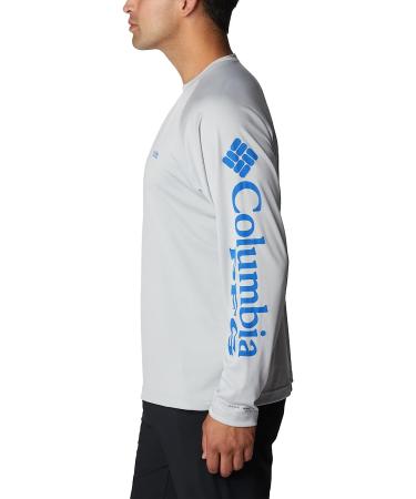 Columbia Men's Terminal Tackle Long Sleeve Shirt - Cool Grey/Vivid Blue - Large - Buy Online on GoSupps.com