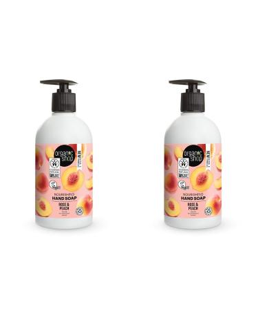 Organic Shop Nourishing Hand Soap Rose and Peach 500ml (Pack of 2) 500 ml (Pack of 2)