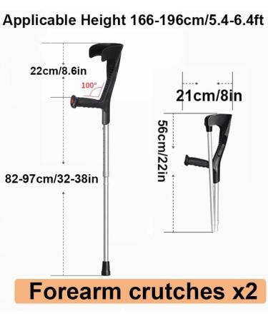 Ergonomic Forearm Crutches Folding Crutches for Adults Crutches for Walking Non-Slip Rubber Feet 1 Pair of for Men Women Suitable for Height 166-196cm decorate Lucky Star Selfless dedication - Buy Online on GoSupps.com