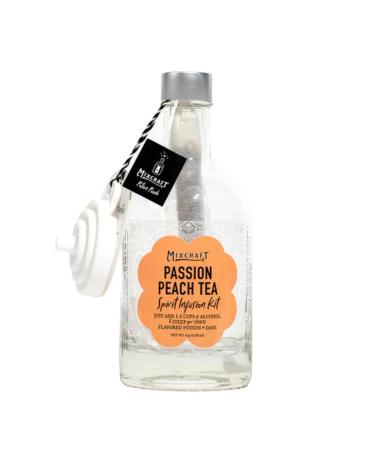 MixCraft Spirit Infusion Kit - Premium Craft Cocktail & Mocktail Mixer Glass Bottle Collapsible Funnel Flavor Pouch & Recipe Passion Peach Tea Peach Passion Tea