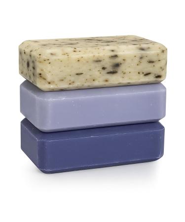 LE V RITABLE Le V ritable - Handmade Soap - Lavender from Provence - Pack of 3 x 125g - Olive Amber Exfoliating Flowers - Organic Natural Face & Body Made in France