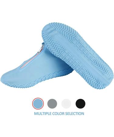 Waterproof Silicone Shoe Covers with Zipper - Blue XL for Women 11.5-14, Men 11-14 | Reusable, Non-Slip, Washable Travel Rain Gear for Footwear Protection - Buy Online on GoSupps.com