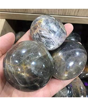 1pc Natural Crystal Gemstone Black Moonstone Quartz Palm Stone 60-70mm for Garden Decoration - Buy Online on GoSupps.com