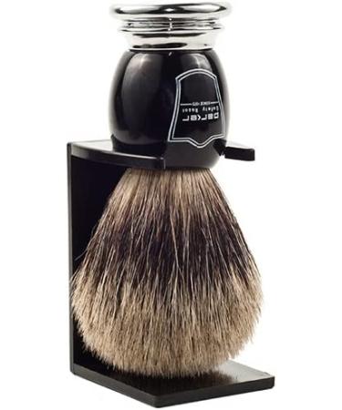 Parker Premium 3 Band Pure Badger Shaving Brush with Stand | Thick & Luxurious Lather - Gift Box | Black & Chrome Handle - Buy Online on GoSupps.com
