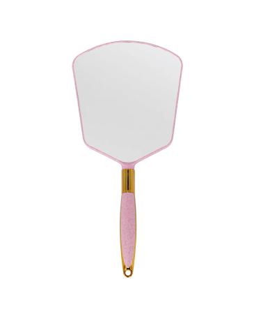 YCHMIR Hand Mirror  Handheld Mirror with Handle Barber Hairdressing Handheld Mirrorfor for Salon 6 x 13 inch Pink-Square