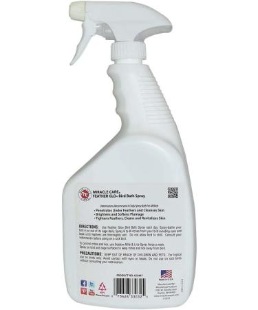 Miracle Care Feather Glo Bird Bath Spray 32 Oz. | Moisturizing Formula for Healthy Feathers - Buy Online on GoSupps.com