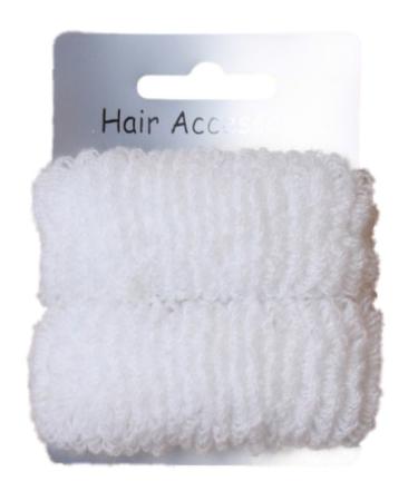 Pritties Accessories Pair of Large White Soft Hair Ponios Donuts Bobbles Bands