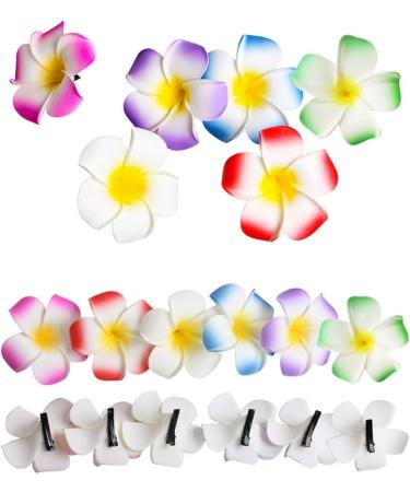 Pretyzoom Hawaiian Plumeria Hairpins - 12-Piece Tropical Hair Clip Set for Beach Weddings & Parties - 9cm Mixed Colors - Buy Online on GoSupps.com