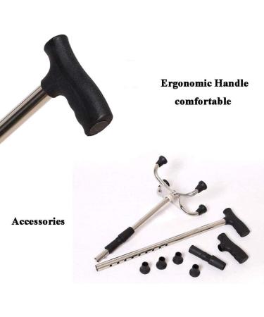 Walking Stick/Crutches Lightweight Stainless Steel Walking Sticks 9 Height Adjustable Levels for Elderly Men or Women with 4-Leg Silver Non-Slip Base max. Walker 120kg N Journey - Buy Online on GoSupps.com
