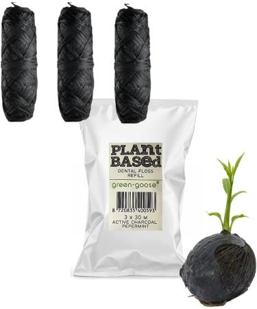 Green-Goose Bio-based Charcoal Floss Wire Refiller | Vegan Durable & Eco-Friendly | 3m Organic Maisfaser | Minimal Waste - Buy Online on GoSupps.com