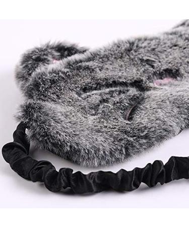 Shinywear Cute Rabbit Sleeping Eye Mask - Super Soft Plush Blindfold for Kids and Adults (Black Grey Cat) - Buy Online on GoSupps.com