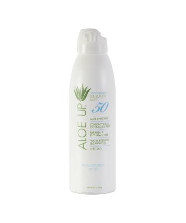Aloe Up White Sunscreen Continuous Spray SPF 50 - Gentle Sunscreen Spray Face with Aloe  Non-Greasy Face Sunscreen Spray for Face & Body  Paraben-Free & Cruelty-Free Sunscreen Face Spray - 5.5 Fl. Oz.