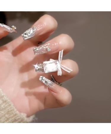 Handmade wearable nail bow detachable nail patch long duckbill shaped nail enhancement(Size:XS) - Buy Online on GoSupps.com